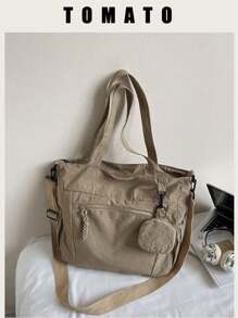 2 piezas Bolso de mano de unicolor de moda casual con monedero, de gran capacidad, adecuado para universidad/aula universitaria/ir al trabajo/festivales/vacaciones, para mujeres, principiantes y trabajadores de cuello blanco, chicas, estudiantes universitarias, damas, mujeres