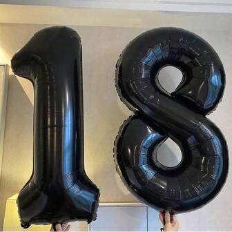 2pcs 40-Inch Giant Black Number Helium Foil Balloons, Oversized Balloons Suitable For Birthday Party, Graduation, Anniversary, Party Decor