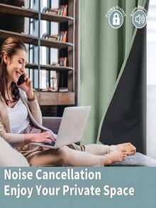 1pc Blackout Thermal Insulated Curtain Fabric - 99% UV Resistant Polyester, Rod Pocket Hanging, Non-Bleach Plain Weave, Bedroom Art Theme, Coated Blackout Thermal Insulation, Energy Saving, Noise Reducing - Ideal For Bedroom, Farmhouses And Schools For Deep Sleep - Green - View 3