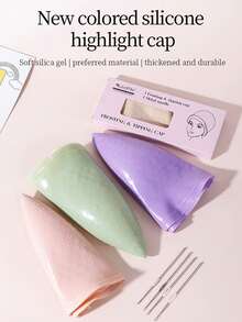 1 Pc Hair Coloring Highlighting Cap Reusable Silicone Highlight Cap Pull Through Caps For Hair Coloring Frosting Cap With Hook Hair Dye Cap With Holes Hair Salon Tools Hairdressing Highlighting Kit Professional Reusable Hair Coloring Highlighting Cap & Hook Hair Salon