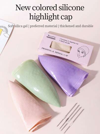 1 Pc Hair Coloring Highlighting Cap Reusable Silicone Highlight Cap Pull Through Caps For Hair Coloring Frosting Cap With Hook Hair Dye Cap With Holes Hair Salon Tools Hairdressing Highlighting Kit Professional Reusable Hair Coloring Highlighting Cap & Hook Hair Salon