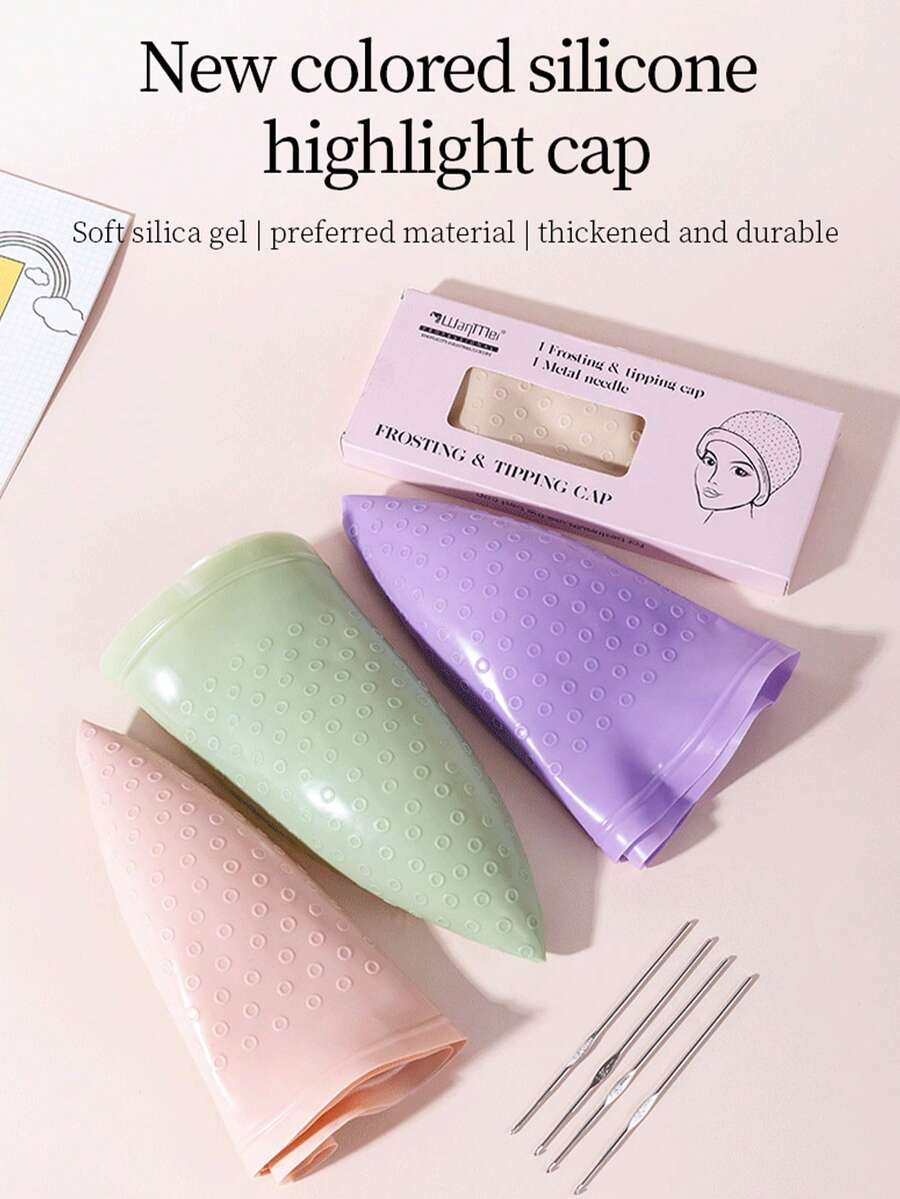 1 Pc Hair Coloring Highlighting Cap Reusable Silicone Highlight Cap Pull Through Caps For Hair Coloring Frosting Cap With Hook Hair Dye Cap With Holes Hair Salon Tools Hairdressing Highlighting Kit Professional Reusable Hair Coloring Highlighting Cap & Hook Hair Salon