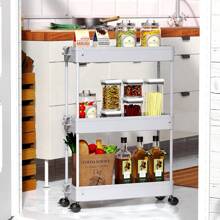 SPACEKEEPER Slim Rolling Storage Cart, 3 Tier Bathroom Storage Organizer Laundry Room Utility Cart Mobile Shelving Unit, Multi-Purpose For Kitchen Office Bathroom Laundry Narrow Places - 灰色 - 查看 3