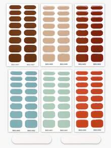 96 片棕色半固化凝胶指甲贴，多色纯色自粘凝胶指甲贴纸套装，烤箱灯硬化，沙龙品质，易于修甲，需要紫外线灯，适合女士居家 DIY 快速美甲指甲贴花贴纸