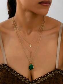 1pc Vintage Bohemian Style Multi-Layer Turquoise Necklace
