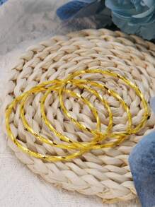 4 piezas de brazaletes tipo bangle con estilo vintage bañados en oro de 24K para mujeres, adecuados para regalos festivos, fiestas y uso diario