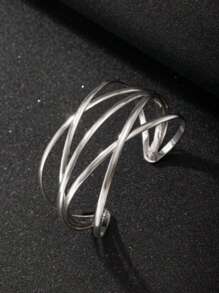1pc Fashionable Vintage Silver Tone Hollow Out Multi-Layer Bangle Bracelet, Unisex, Ideal For Vacation, Outdoor Sports, Daily Wear, Party, Gift