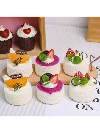 6 件纸杯蛋糕模型、户外阳台装饰、返校礼物、烘焙样品展示（手工制作，不保证完全相同）
