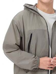 CAMEL CROWN Chaqueta protectora solar estándar para hombres, chaqueta ligera de protección solar para primavera y verano, chaqueta con protección UV - Gris desierto - Ver 2