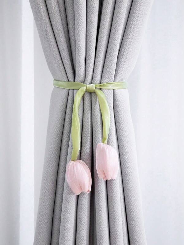 2 Stücke Tulpen Design Vorhang Raffhalter, neuer Stil Wohnzimmer Fenster Vorhang Gurt, gewebter Vorhang Raffhalter, Vorhang Halter