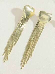 1 par de pendientes con borlas en forma de corazón, diseño de nicho personalizado de alta gama y exagerado, pendientes de moda para mujeres