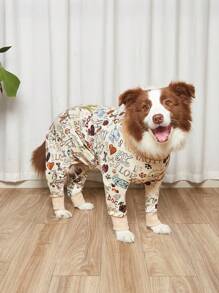 1PC Dog Pajama All Over Printing For Large Dogs Soft Material Stretchable Dog Pajamas Dog Apparel