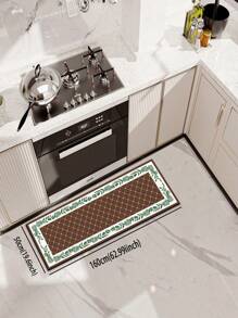 1 pezzo Tappetino da cucina in diatomite, con motivo a rombi verdi e marroni, design a grano, stile minimalista di lusso, che allevia la fatica in cucina, impermeabile e resistente allo sporco, spessore 3mm, personalizzabile, tappetino in silicone morbido e confortevole, con strato superiore in tessuto, strato intermedio in spugna e strato inferiore in gomma, adatto per cucina, bagno, ingresso, lavanderia