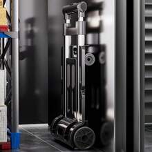 قطعة واحدة عربة يد قابلة للطي متعددة الاستخدامات، تصميم هادئ، بناء سميك، خفيفة الوزن، مناسبة لاستخدامها في المنزل والمستودع والسوبر ماركت، متوفرة باللون الرمادي والأصفر والكريمي