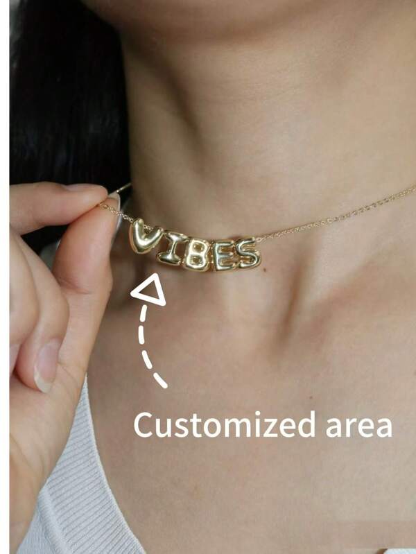 1 pièce Collier lisse à bulles - Personnalisation Personnalisée 26 Lettres à Bulles Lisses Style Haili Même Style Collier Personnalisé Avec Le Charme Unique De Votre Propre Nom