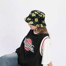 Reversible Bucket Hat For Women, Cute Beach Fisherman Style - Avocado Black - View 2