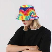 Reversible Bucket Hat For Women, Cute Beach Fisherman Style - Tie Dye Multicolored - View 6