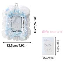 Rosyposy K-POP Fluffy Lace Photocard Holder 3.5" With Keychain - Cute Double-Sided Idol Card Protector Sleeve For Backpack, Purse, School Supplies,Back To School