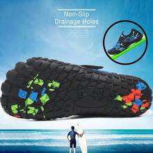 Shoes Barefoot Aqua Socks Outdoor Indoor Quick Dry Sandals Lightweight Slip On Walking Sneakers Beach Pool Swim (Little/Big) - 6-黑色/藍色 - 查看 3