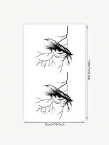1 pieza Tatuaje temporal de hombre con diseño de ojo abstracto gótico y estampado botánico, adecuado para aplicar en el brazo, resistente al agua y al sudor, dura de 7 a 14 días - Negro - Ver 4