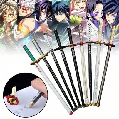 : Blade Fashion Cool Samurai Sword Shape Signature Pen Tanjiro Sword Samurai Pen,School Supplies,Back To School
