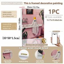 1pc, Canvas Wall Art, Framed Art Decor, Waterproof, Vintage Pink Bow Spooky, Halloween Children's Room Decor, Spooky In Pink Bathtub, Edgy Fashion Home Decor, Cute And Charming Spooky Paintings, Fall Decor, Halloween Decor, Room Decor, Dorm Room Decor, Bedroom Home, Wall Decor, Back To School Decor, School Dorm Decor, Bathroom Decor