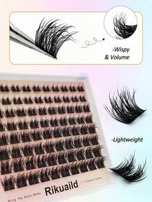 Rikuaild 80pcs D Curl 10-16mm Thick & Curly Lashes, Create Natural & Voluminous Makeup Look, Moisturizing, Suitable For DIY, Cosplay And Daily Makeup - D - View 4