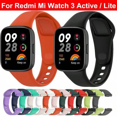 适用于 Redmi Watch 3 Active 智能手表的硅胶表带替换件，也适用于 Redmi Watch 3 Lite