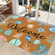 Felpudo de bienvenida con vida marina y conchas marinas - Felpudo con tema de playa colorido, lavable para interior/exterior, para entrada, baño, cocina, decoración de sala de estar, decoración de habitación de playa, material duradero, decoración de regreso a la escuela, decoración de otoño, decoración de entrada, decoración de baño, decoración de cocina - por defecto - Ver 2