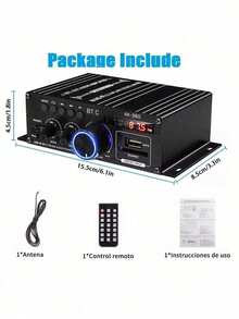 12v Amplificador De Potencia 800w Bluetooth Usb 2 Canales Color Negro - Negro - Ver 2