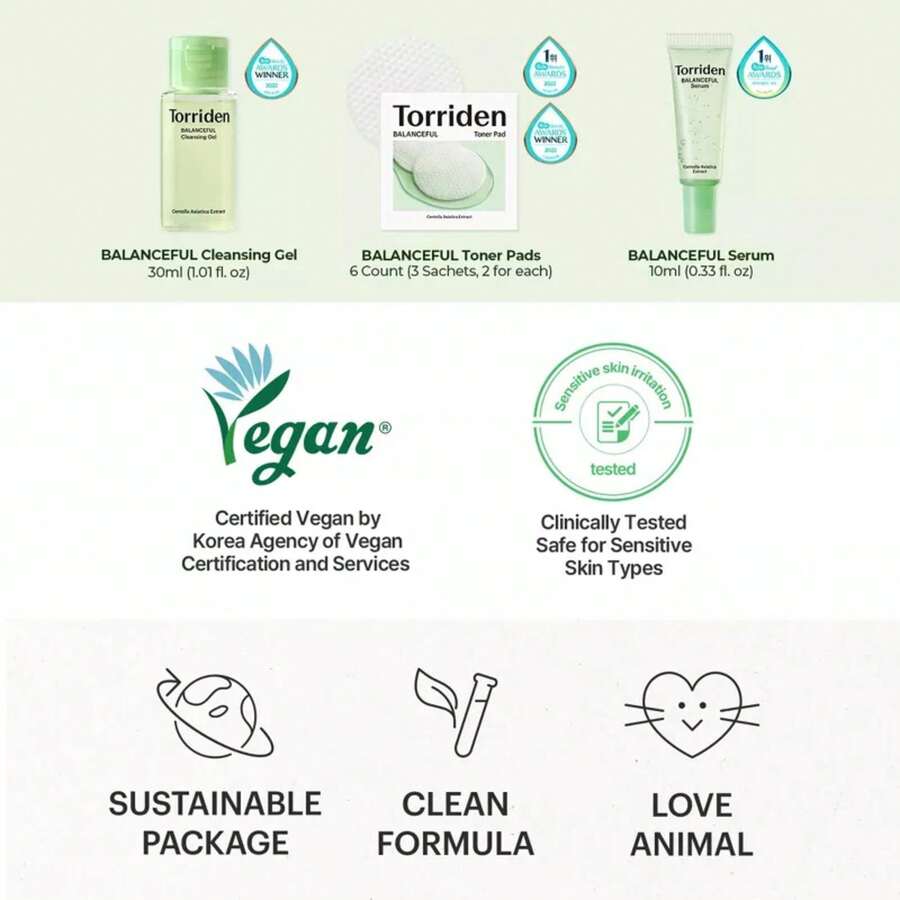 Torriden Balanceful Korean Skincare Trial Travel Kit For Balancing And Calming Sensitive Skin - 1 - View 1