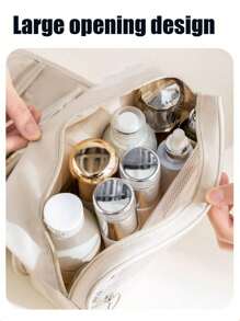 1pc Large Capacity Hanging Travel Toiletry Bag, Waterproof Makeup Organizer Bag, Portable Bathroom Cosmetic Storage Pouch, Suitable For Men, Women, Students, Travel, Shaving Sets, Waterproof Makeup Bag, Bathroom Shower & Grooming Kit, Beach Vacation, Holiday Beach, Bathroom Storage, Bedroom Storage, Father's Day Gift