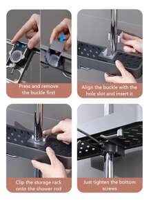 Shower Rack Storage Rack Household Bathroom Lifting Bracket Non-Punching Toilet Shower Rod Tray Storage Bathroom Accessories
