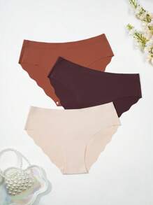 7pcs/Pack Women's Seamless Fashion Comfortable Panties, Wavy Hem Design, Suitable For Daily Wear And Sports, Gift For Valentine's Day & Mother's Day