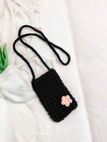 1 件可爱休闲清新镂空纯色钩针迷你手机包,轻便可折叠,饰有小花,女士度假斜挎包,适合度假、日常通勤、休闲购物和时尚服饰搭配,与钩针套装完美搭配,度假必备,可爱风。 - 彩色 - 查看 22