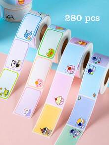 280 buah Stiker Perekat Nama Kartun, Stiker Label Warna-warni PVC untuk Kembali ke Sekolah Siswa, Stiker Persegi Perekat Tulisan Tangan, Hari Pertama Sekolah - MultiWarna - View 1