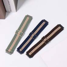 Correa de reloj de liberación rápida - Opción de ancho - Correas de reloj de 20 mm y 22 mm, correa de nailon elástica ajustable de bucle único como repuesto para hombres y mujeres - Correa elástica 20, 22 (estilo rayado) - Ver 4