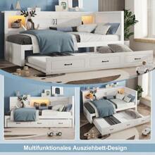 Divano letto con porta USB e presa, letto estraibile, spazio di archiviazione push-pull e calda illuminazione notturna per bambini