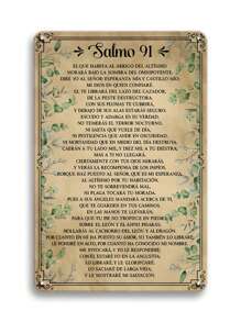 1 Stück Spanischer Vintage Metallschild, Salmo 91, Wandkunst Dekoration für Zuhause, Bauernhaus Wohnzimmer, Männerhöhle, Garage, Bar, Café, Wandbehang Blechschild, Wohndekoration, 8x12 Inch