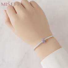 MISEFF 1 Pc Genuine S925 Sterling Silver Bead Flower Iris Beads For Original Bracelet Necklace DIY Jewelry Making Fit Birthday Gifts For Women Valentine's Day Present