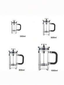 Cafetera de prensa francesa de vidrio con filtro de acero inoxidable, vidrio de borosilicato resistente a altas temperaturas, cafetera y tetera manual, gran capacidad, varios tamaños, con base y asa de silicona antideslizante, para preparar café, té y espuma de leche, ideal para el hogar, camping y café frío.