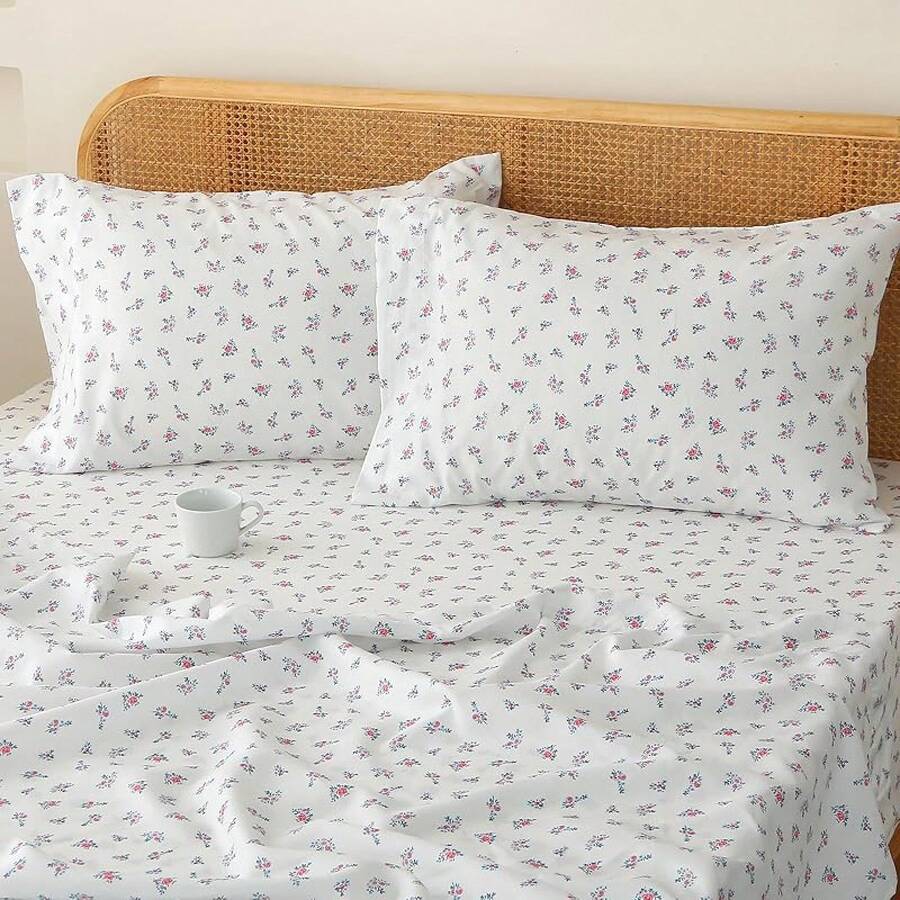 Black Sheets, Deep Pocket, 1800 Thread Count, Soft Breathable, Cute Printed Boho Farmhouse Bed Sheets, Up To 18 Inch - Floral - View 1