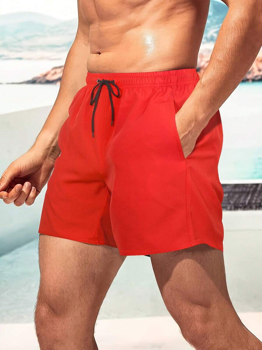 MADHERO Men Swim Trunks Short Bathing Suit With Mesh Lining Swimming Shorts - Red - View 1