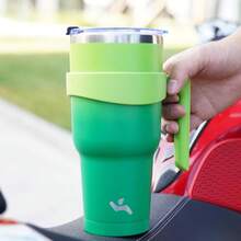 Konokyo - Vaso de 30 onzas con asa y 2 pajitas, 2 tapas, botella de agua aislada de acero inoxidable, de viaje, reutilizable, color claro - matcha verde - Ver 12