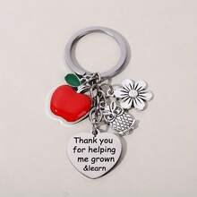 1pc Apple Flower Owl Keychain, Teacher's Day Gift, Graduation Ceremony Gift - Multicolor - View 7