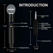 Portable Handheld Microphone, Wireless Microphone, Professional Handheld Unidirectional Moving Coil Noise Canceling Function, 6.35mm Plug, Blue, Suitable For Karaoke, Gaming, Live Streaming And Video Conferencing, Stylish Design | Sturdy Structure, Singing Microphone, 2 In 1 Wireless Microphone, Professional Handheld Microphone, Suitable For Karaoke, Parties, Churches, Performances, Recording - Black - View 4