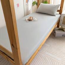 1pc Solid Color Fitted Sheet, Mattress Protector, Soft & Breathable, Fits Various Bed Sizes - Twin, Full, Queen, King. Deep Pocket Design Up To 11.8 Inches, Home Textile, Wrinkle-Resistant, Promotes Better Sleep, Machine Washable. - Light Grey - View 2
