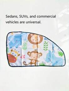 1pc Children Car Window Shade Curtain, Magnetic Summer Baby Sun Blocking Heat Insulation Blind With Cartoon Pattern, Can Be Used As Children Gift