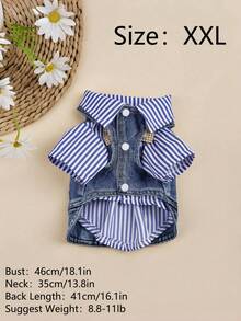 蓝色条纹宠物领结项圈，适合猫狗，四季皆宜