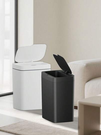 3.7加仑自动浴室智能垃圾桶，白色感应垃圾桶14升，自动翻盖，带盖电动非接触式智能垃圾桶，带运动传感器的坚固垃圾桶，厨房非接触式智能垃圾桶，有机垃圾，残余垃圾